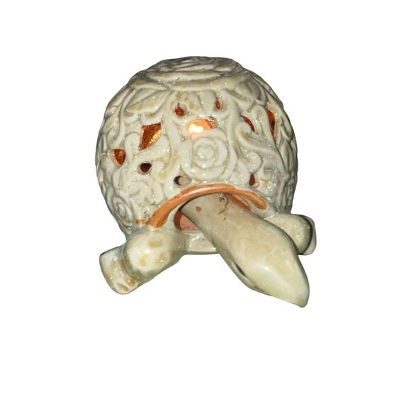 Vintage Decorative Turtle Lamp Glazed Ceramic with Perforations Swivel Head - Picture 11 of 11